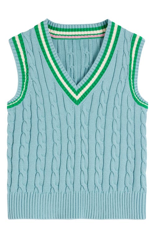 Boden Maeve Cable Knit V-neck Sweater Vest In Blue