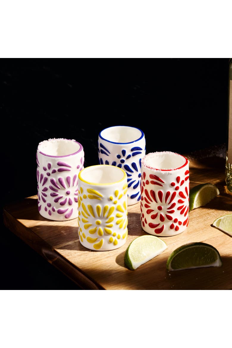 Tiki Blossom Ceramic Shot Glasses - Set of 4, Alternate, color, Multicolor