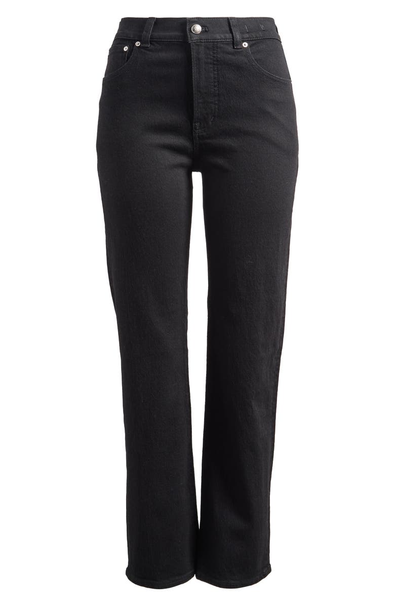 Madewell Longline Straight Leg Jeans, Alternate, color, Black Frost