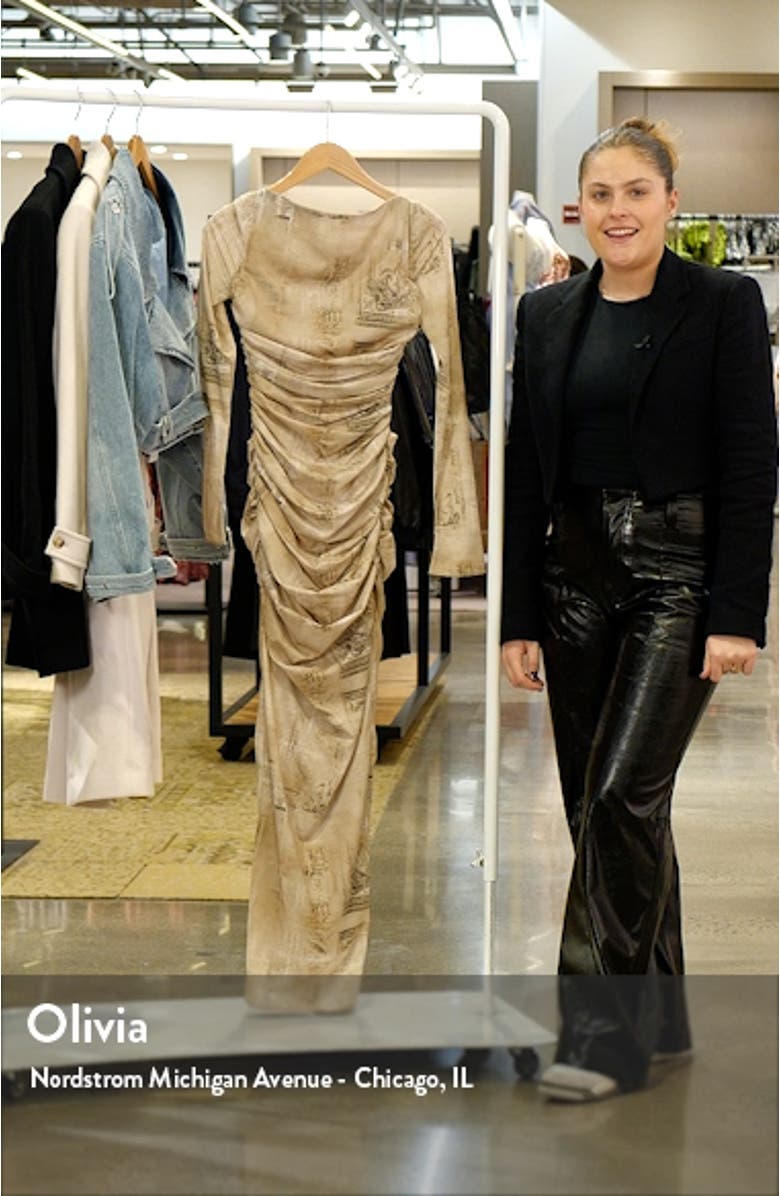 Lanetta Ruched Bateau Neck Long Sleeve Georgette Dress, sales video thumbnail