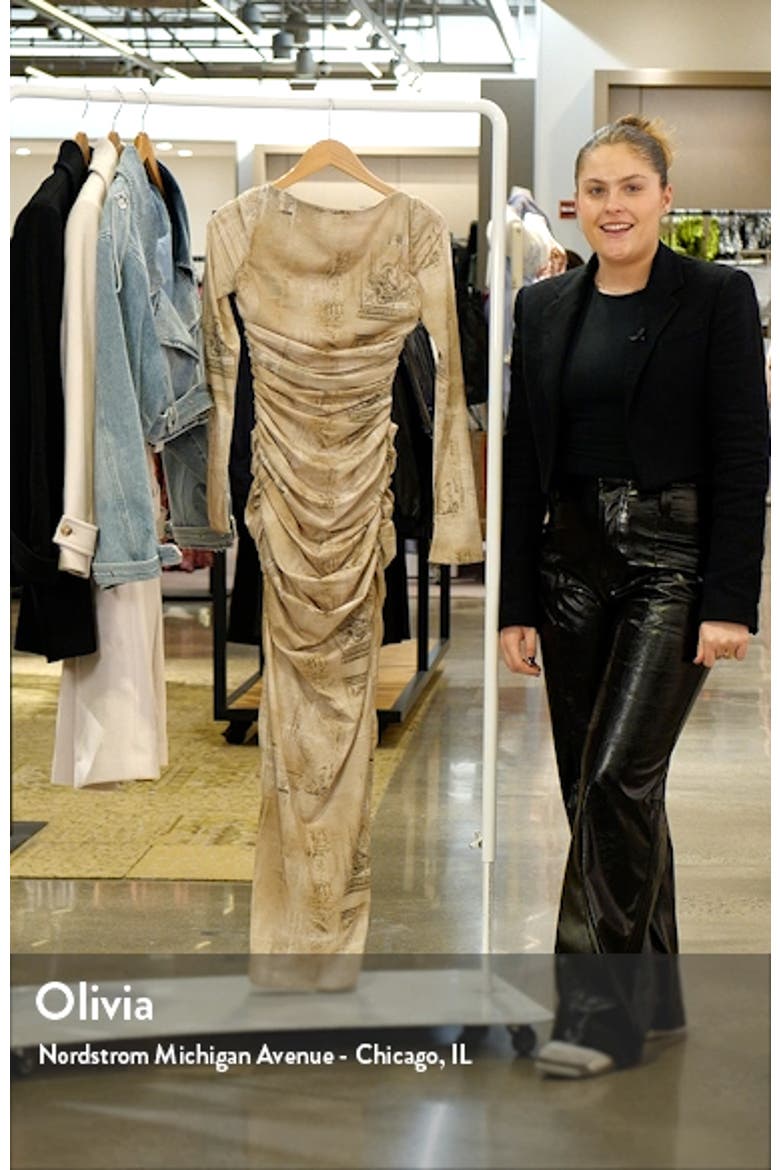 Lanetta Ruched Bateau Neck Long Sleeve Georgette Dress video