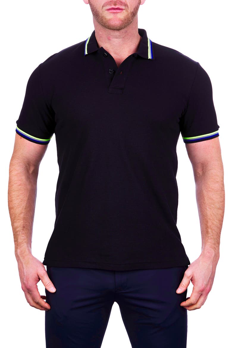 MozartTip Black Piqué Polo, Main, color, BLACK