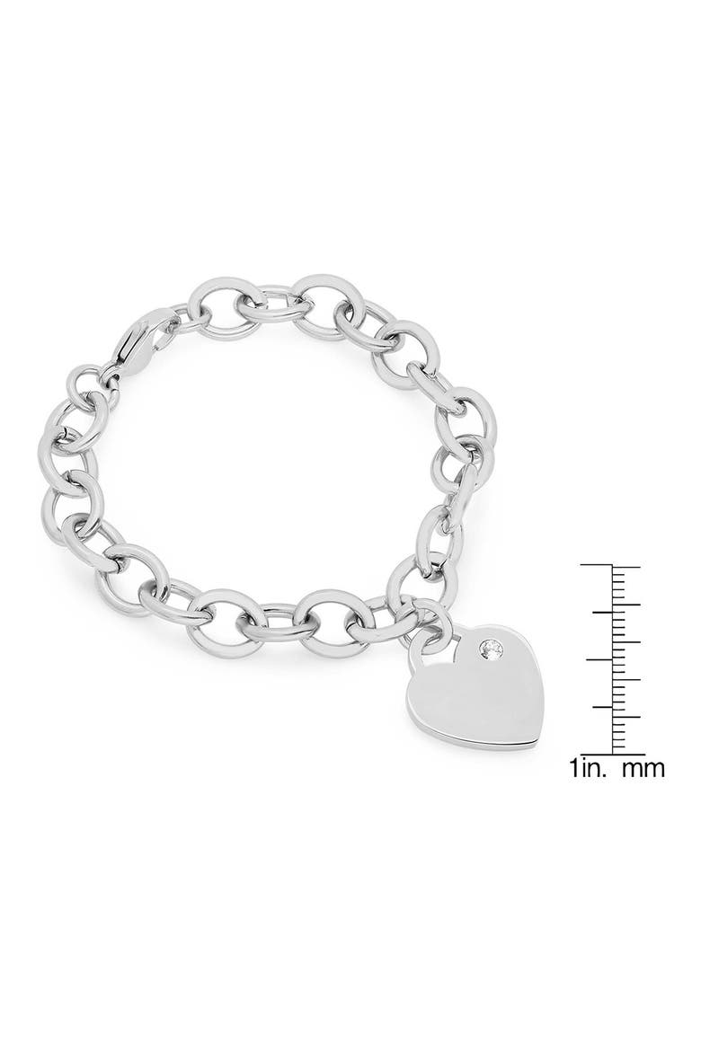 Heart Charm Rolo Chain Bracelet, Alternate, color, SILVER