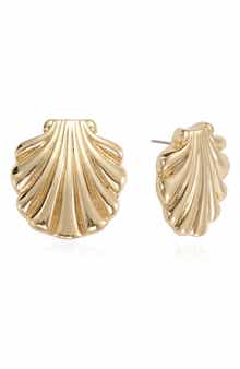 Golden Scallop Stud Earrings