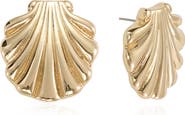 Ettika Golden Scallop Stud Earrings