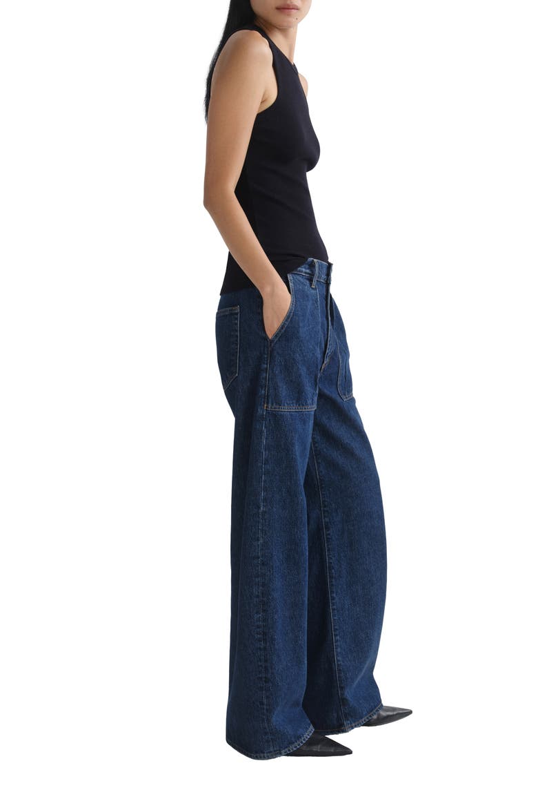 Low Curve Utility Low Waist Wide Leg Jeans, Alternate, color, RANK DK INKY MARBLE IND