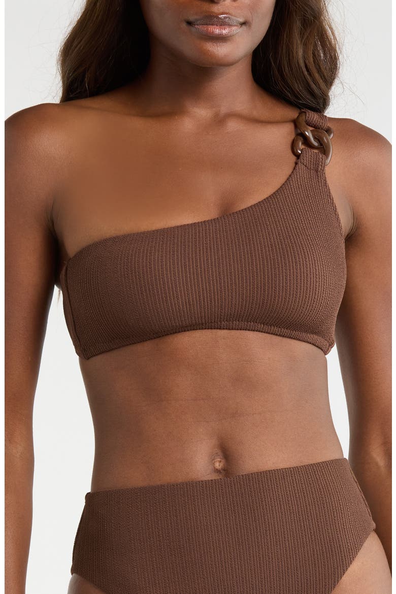 One Shoulder Ring Bikini Top, Main, color, ESPRESSO