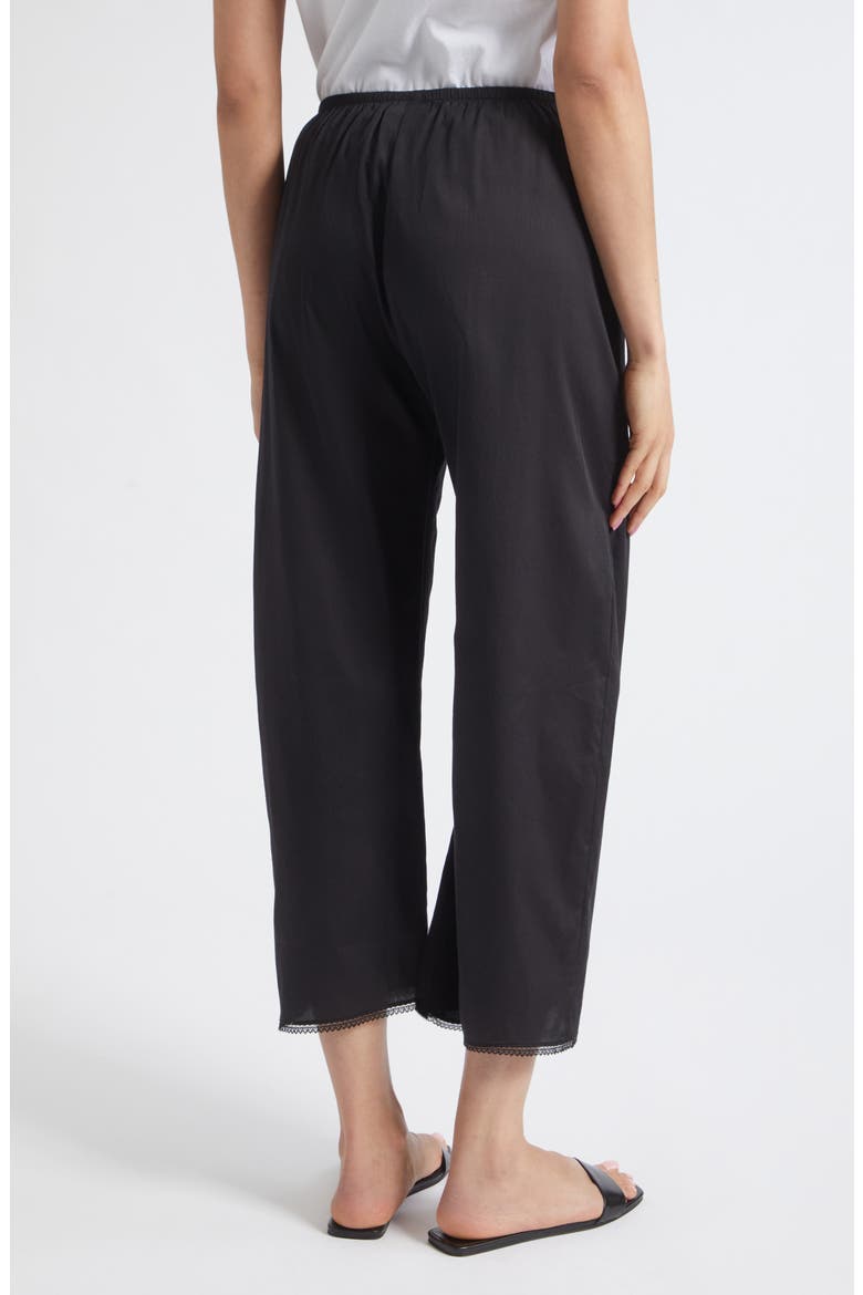 Yoko Lace Hem Crop Cotton Pants, Alternate, color, BLACK