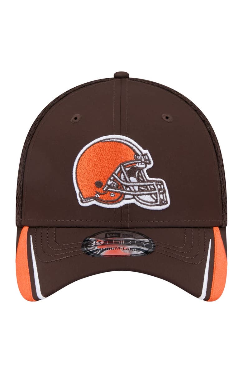 New Era Men's New Era Brown Cleveland Browns Game Day Linear 39THIRTY Flex Hat, Alternate, color,
