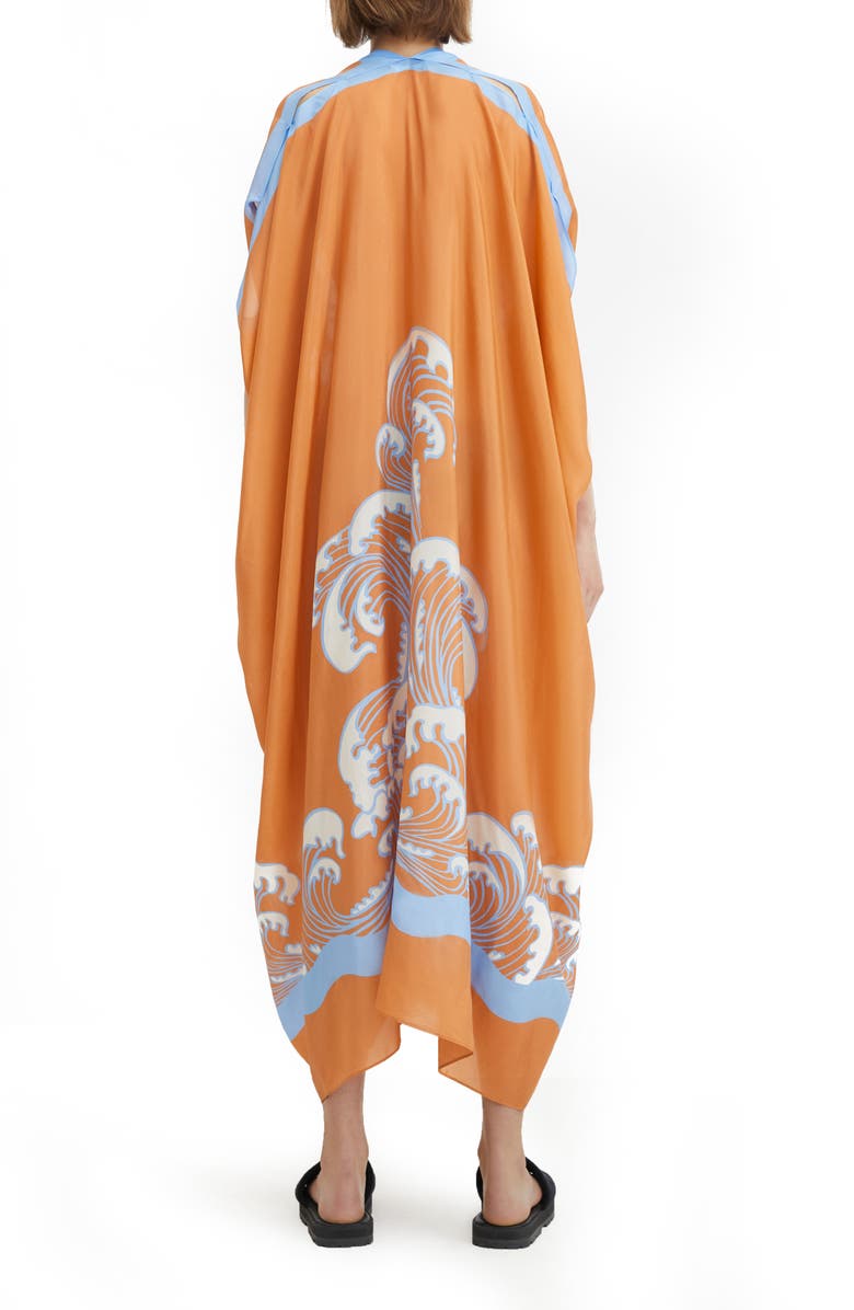 Rodebjer Agave Wave Print Silk Caftan Dress, Alternate, color, 