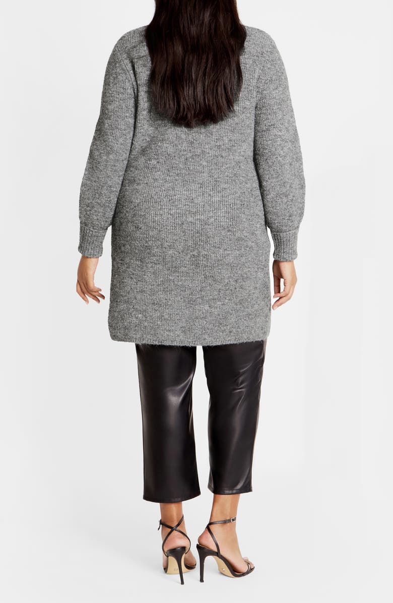 City Chic Dallas Rib Mock Neck Longline Sweater, Alternate, color, Grey Marle