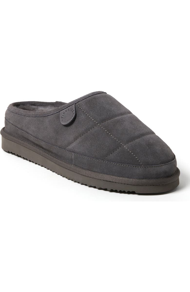DEARFOAMS Fireside Grafton Quilted Genuine Shearling Clog Slipper, Main, color, Grey