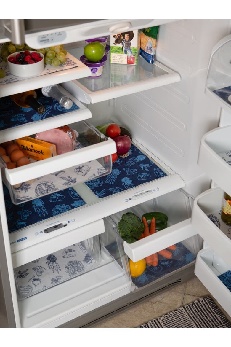 Reusable Market Print Fridge Liner Set/6, Alternate, color, Nautical Blue