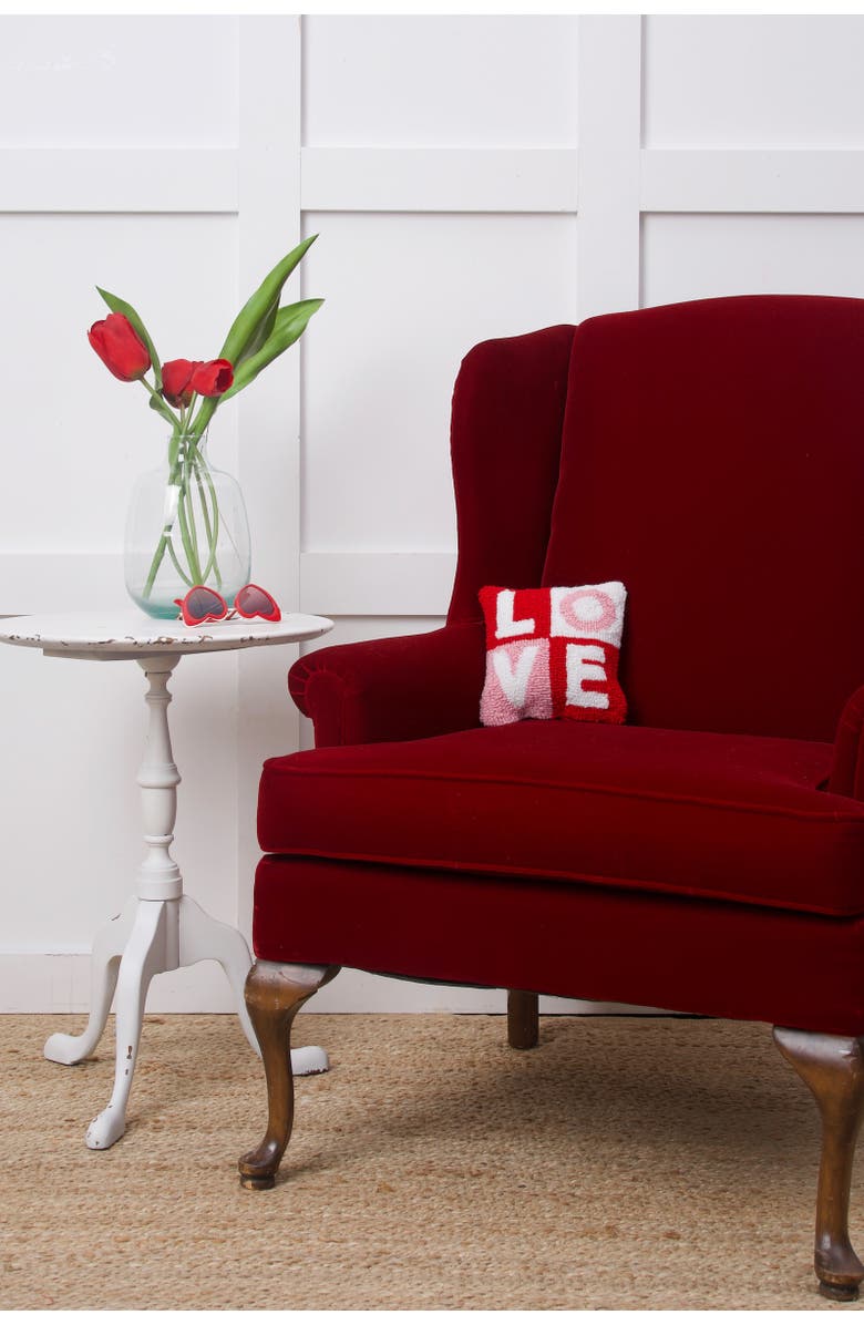 C&F Home Love Color Block Typography St. Valentines Hooked Throw Pillow, 8" x 8", Alternate, color, Red