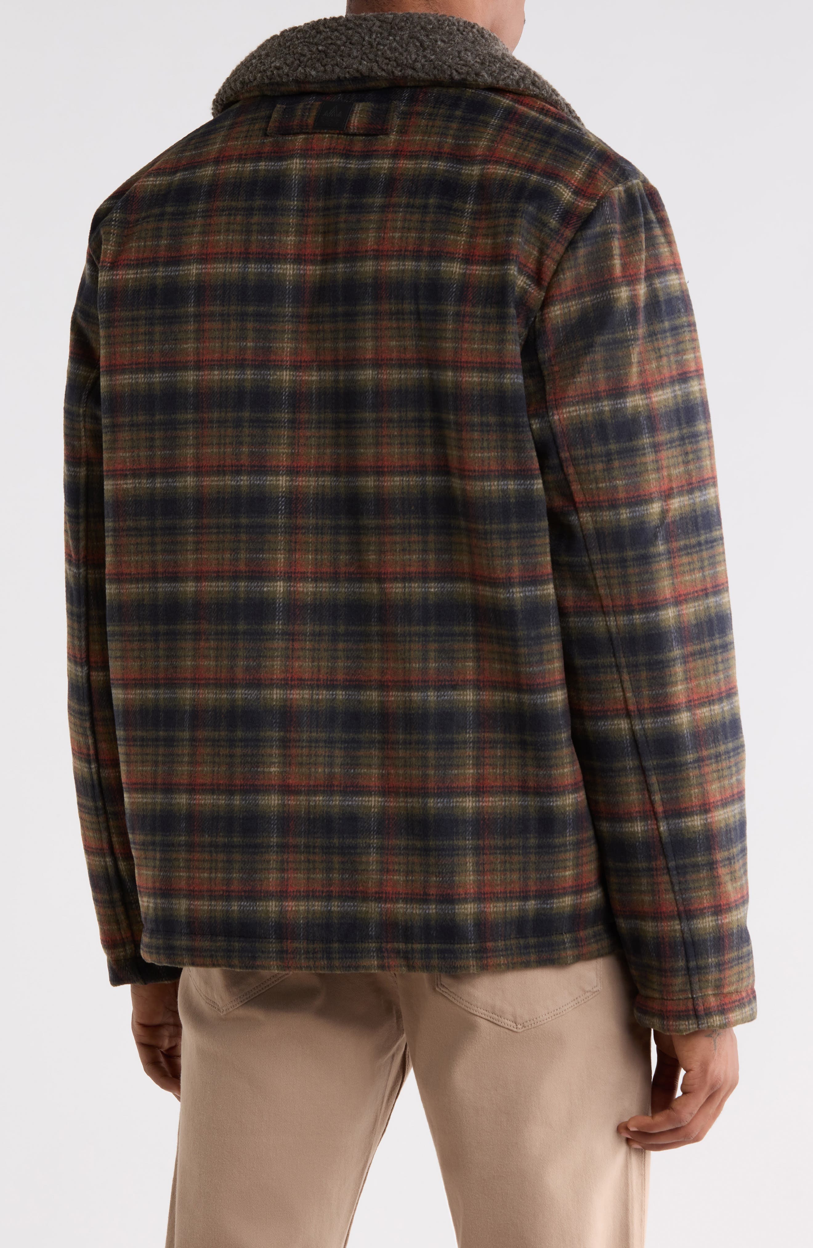 Plaid Faux Wool Shirt Jacket