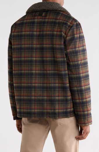 Plaid Faux Wool Shirt Jacket