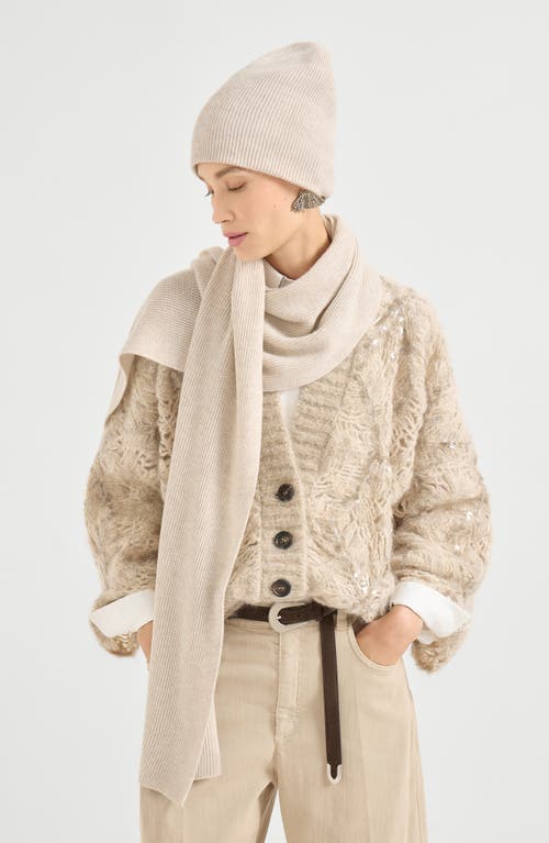Brunello Cucinelli Cashmere Knit Scarf In Neutral
