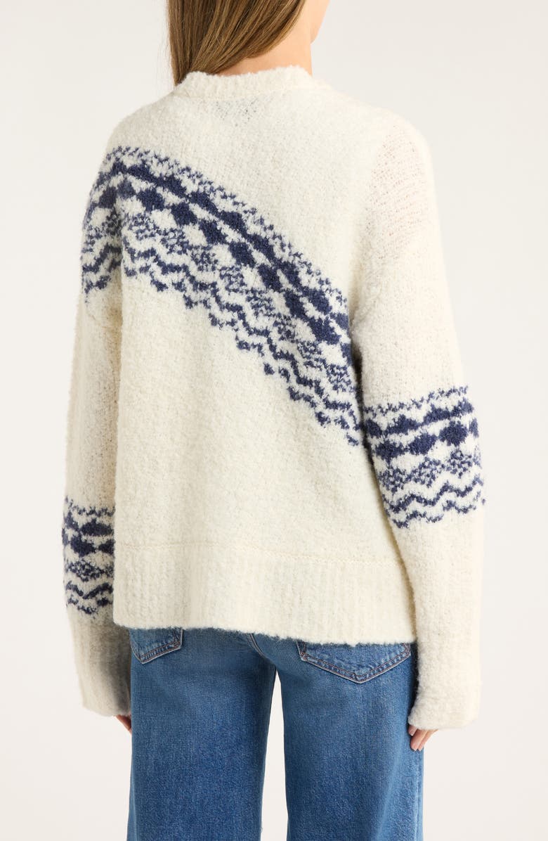 Derek Lam 10 Crosby Bette Fair Isle Cardigan, Alternate, color, White/ Navy