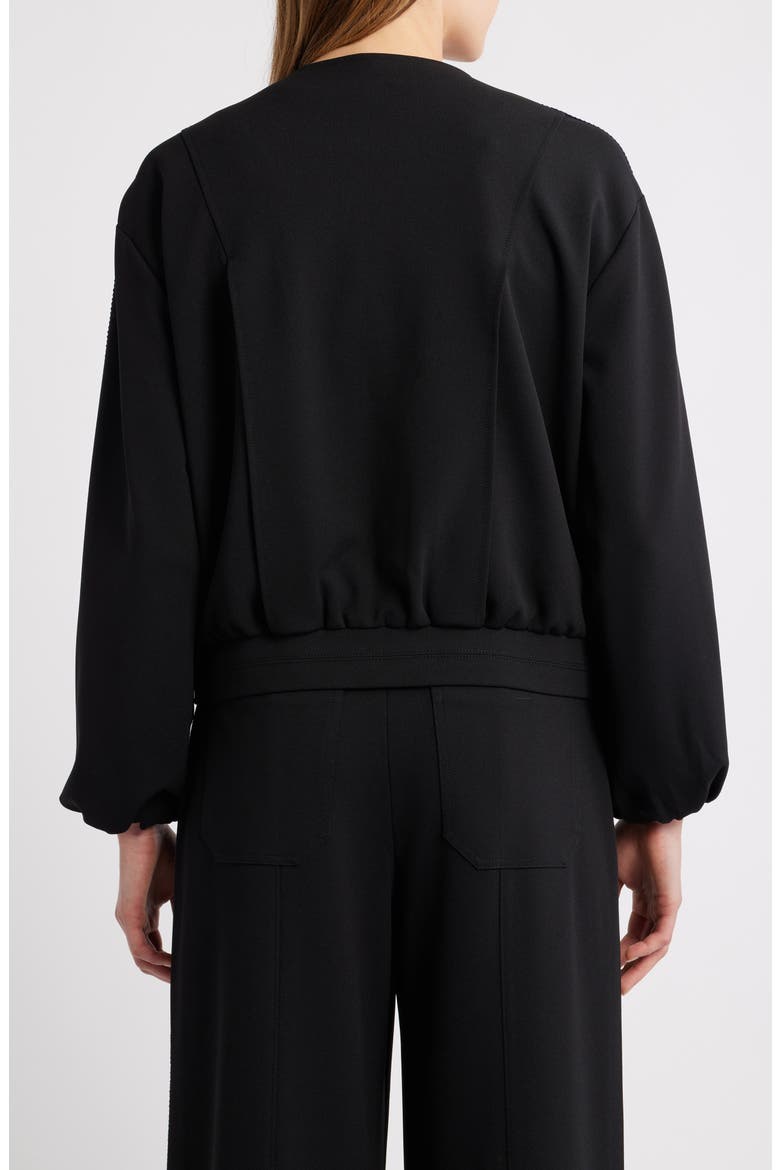 Stripe Trim Front Zip Jacket, Alternate, color, BLACK