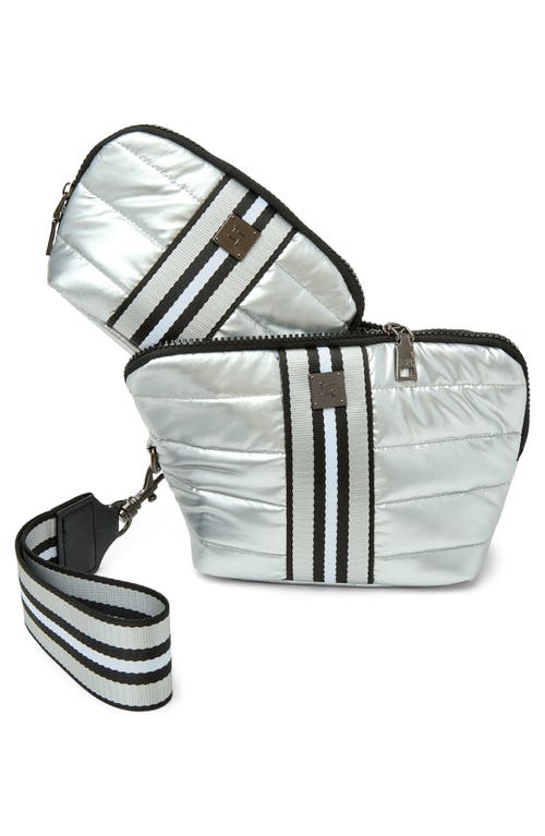 Think Royln Double Stash Set Of 2 Zip-top Travel Pouches In Silver