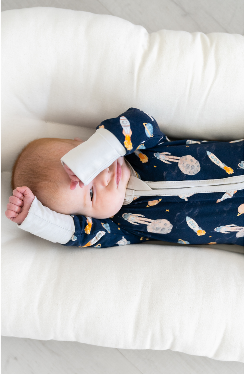 Laree + Co Samuel Convertible Footie, Alternate, color, Navy