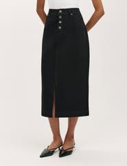Finery London Beth Cotton Button-Front Midi Skirt