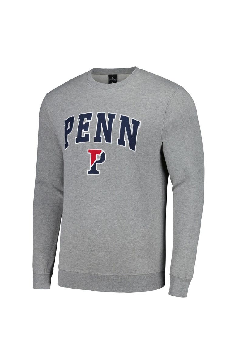 COLOSSEUM Men's Colosseum Heather Gray Pennsylvania Quakers Arch & Logo Pullover Sweatshirt, Alternate, color, Heather Gray