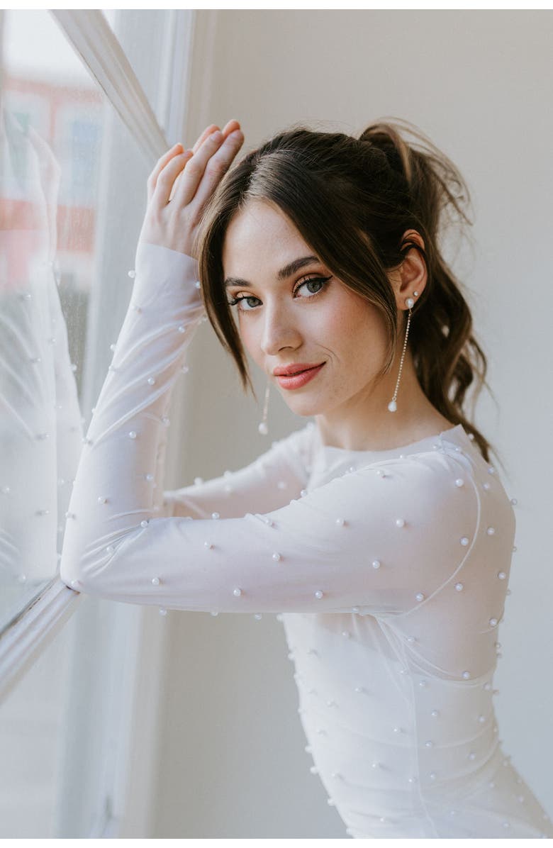 Untamed Petals Sarah Crystal and Pearl Drops, Alternate, color, Gold