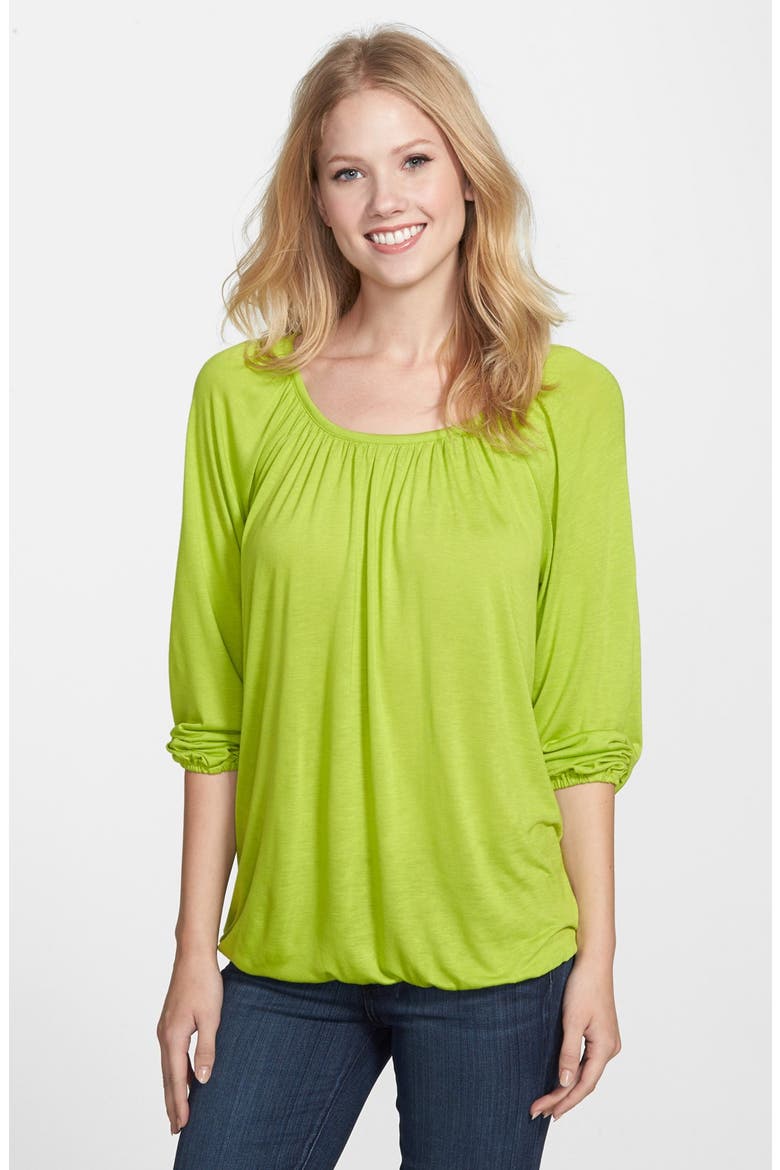Scoop Neck Jersey Peasant Top, Main, color, PEAR
