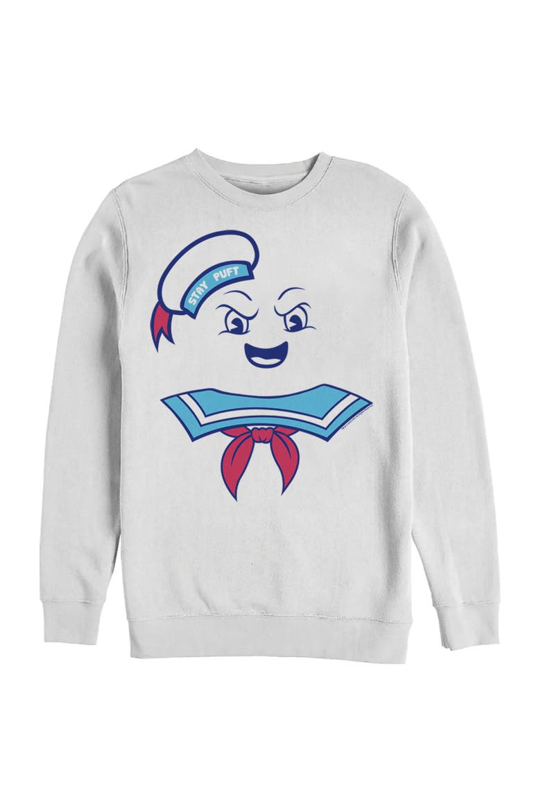 Men's Ghostbusters Stay Puft Marshmallow Man Face Sweatshirt, Main, color, White