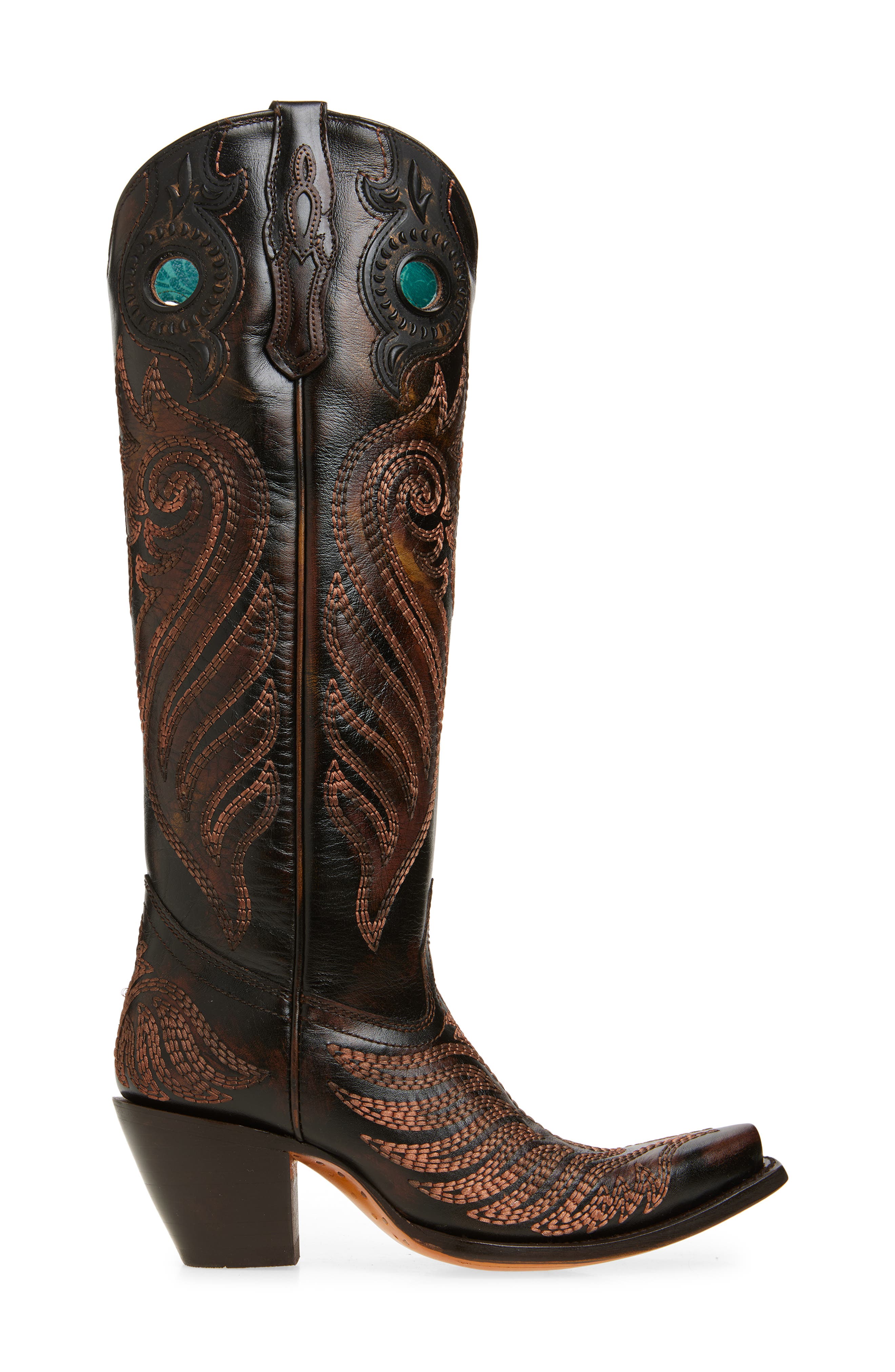 CORRAL Embroidered Overlay Western Boot, Alternate, color, 