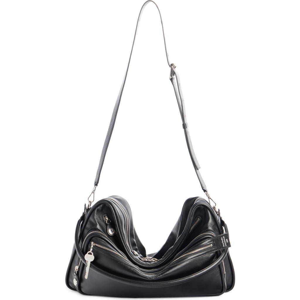 Acne Studios Medium Camero Leather Shoulder Bag In Black