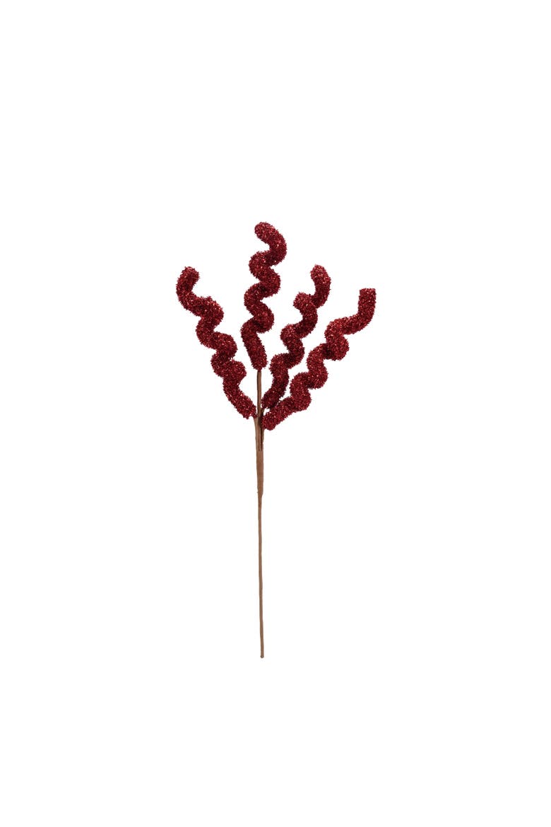Foam & Tinsel Curly Stem, Red, Main, color, Red