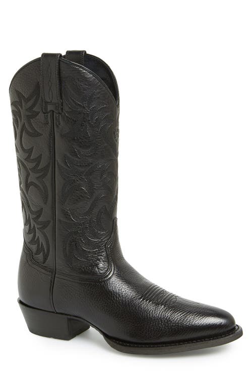 Ariat 'heritage' Leather Cowboy R-toe Boot (men) In Black