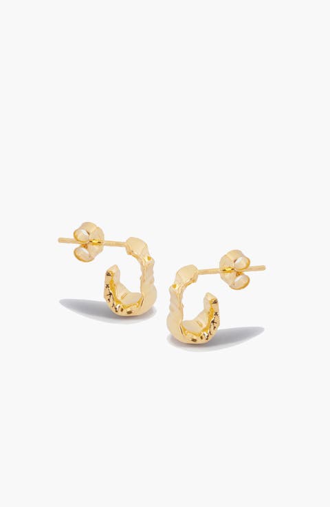 Boro Mini Hoop Earrings  in Gold