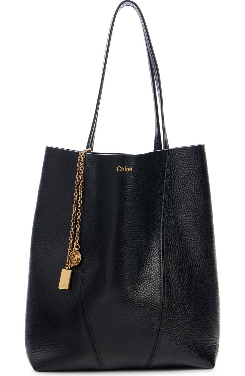 Chloé Spin Leather Tote, Alternate, color, 001 Black