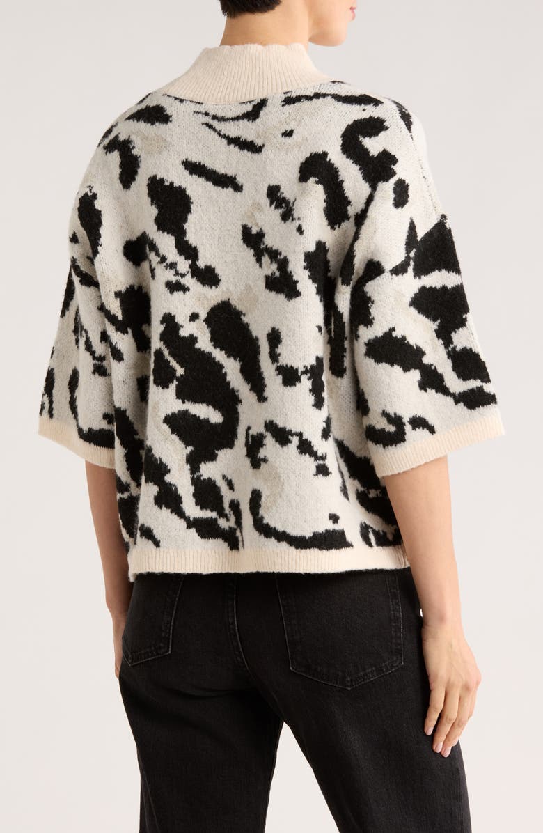 Bobeau Mock Neck Dolman Sleeve Boxy Sweater, Alternate, color, Cream/ Black