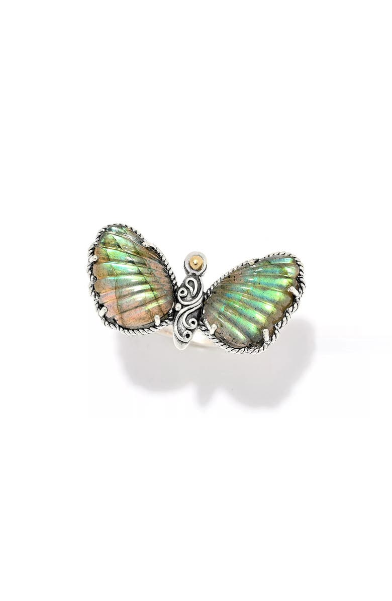SAMUEL B. Labradorite Butterfly Ring, Main, color, Blue/ Green