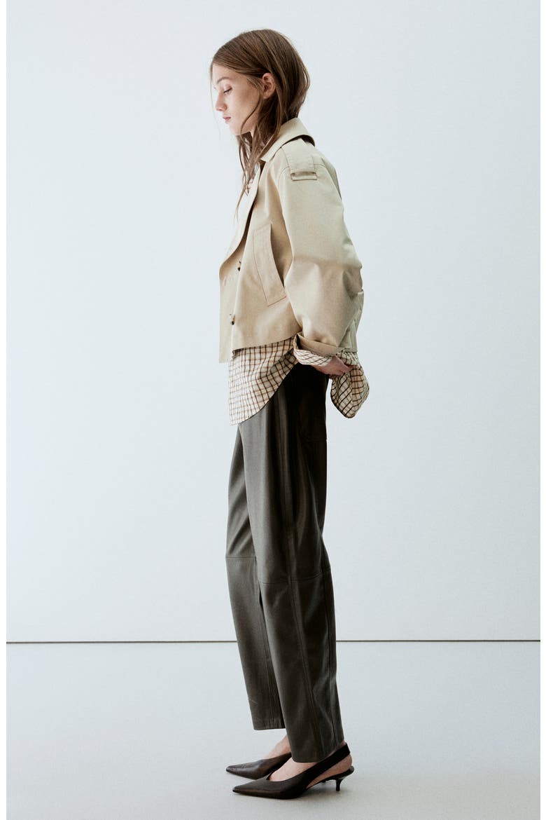 High Waist Faux Leather Balloon Leg Pants, Alternate, color, KHAKI GREEN