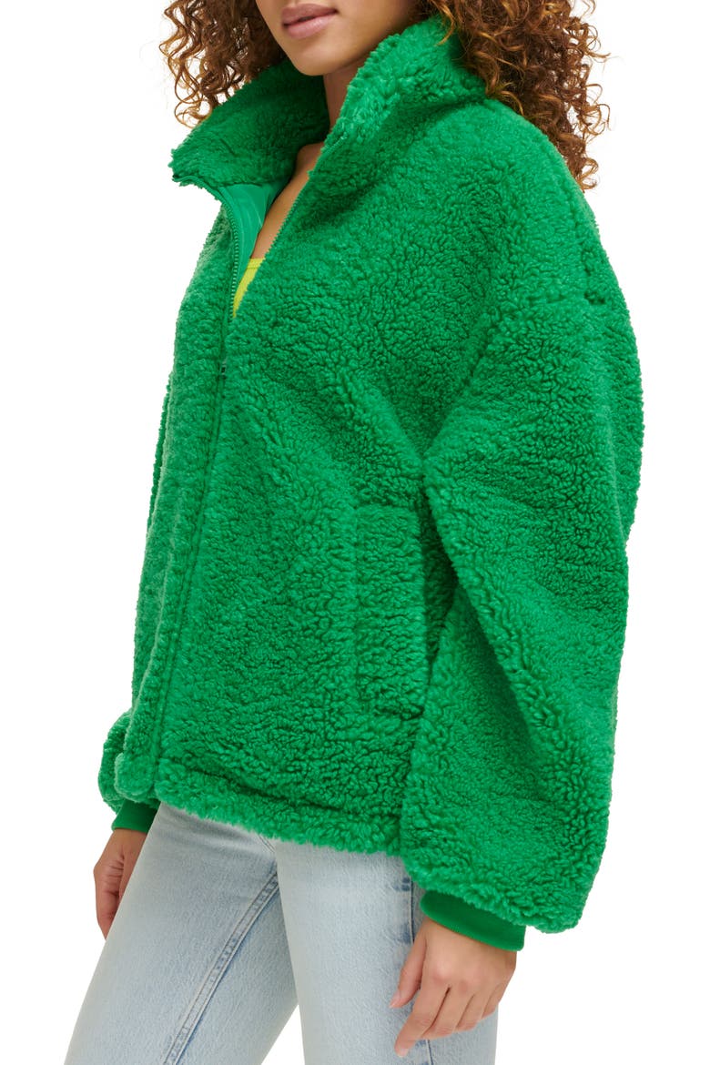 Zip Front Teddy Jacket, Alternate, color, BRIGHT GREEN