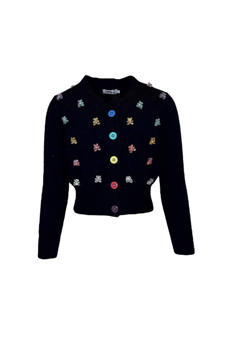 Lola + The Boys Gummy Bear Knit Cardigan, Main, color, Black