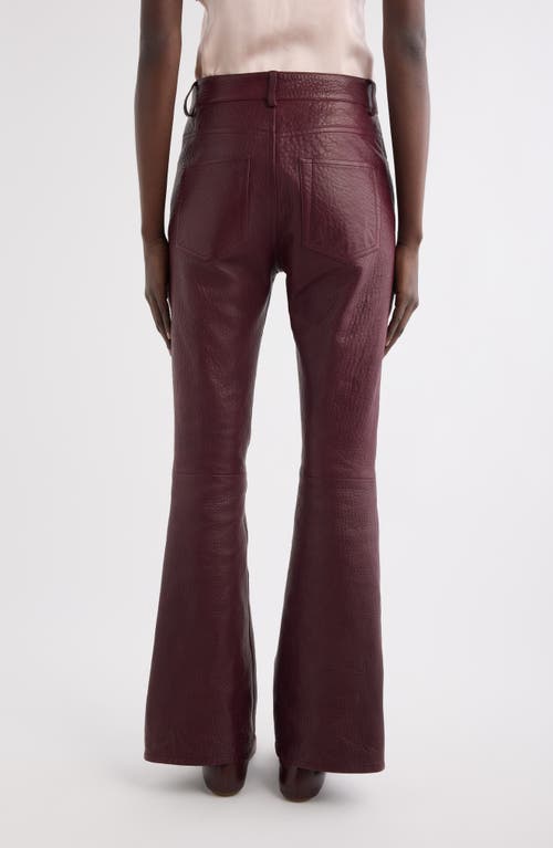Chloé Lambskin Leather Flare Leg Trousers In Brown