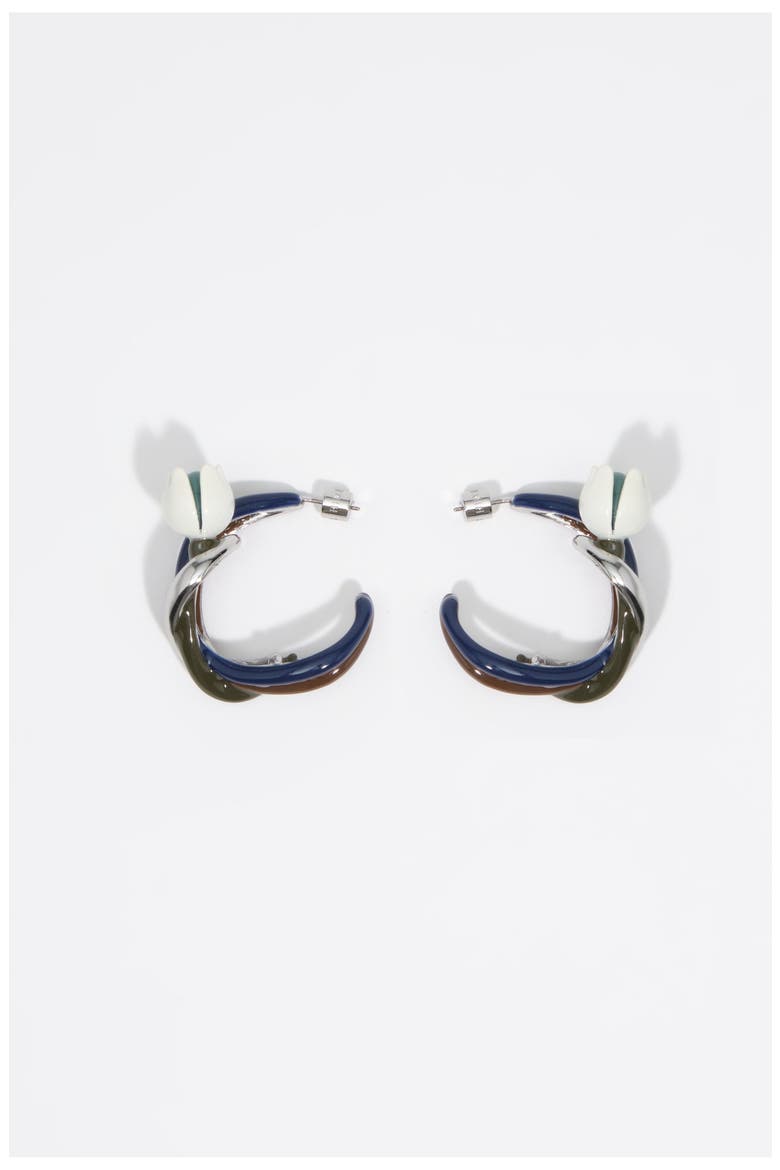 Enameled Maxi Tulip Hoop Earrings, Main, color, DARK SILVER