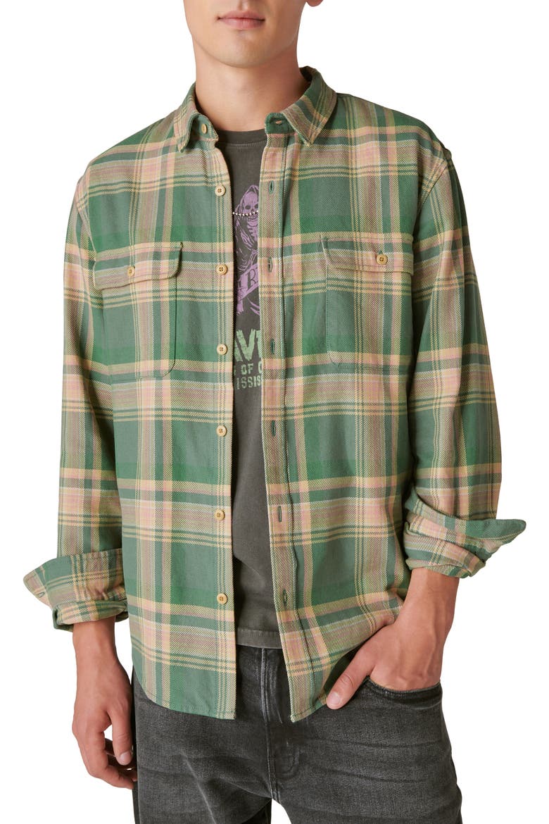 Plaid Twill Utility Shirt, Main, color, GREEN PLAID