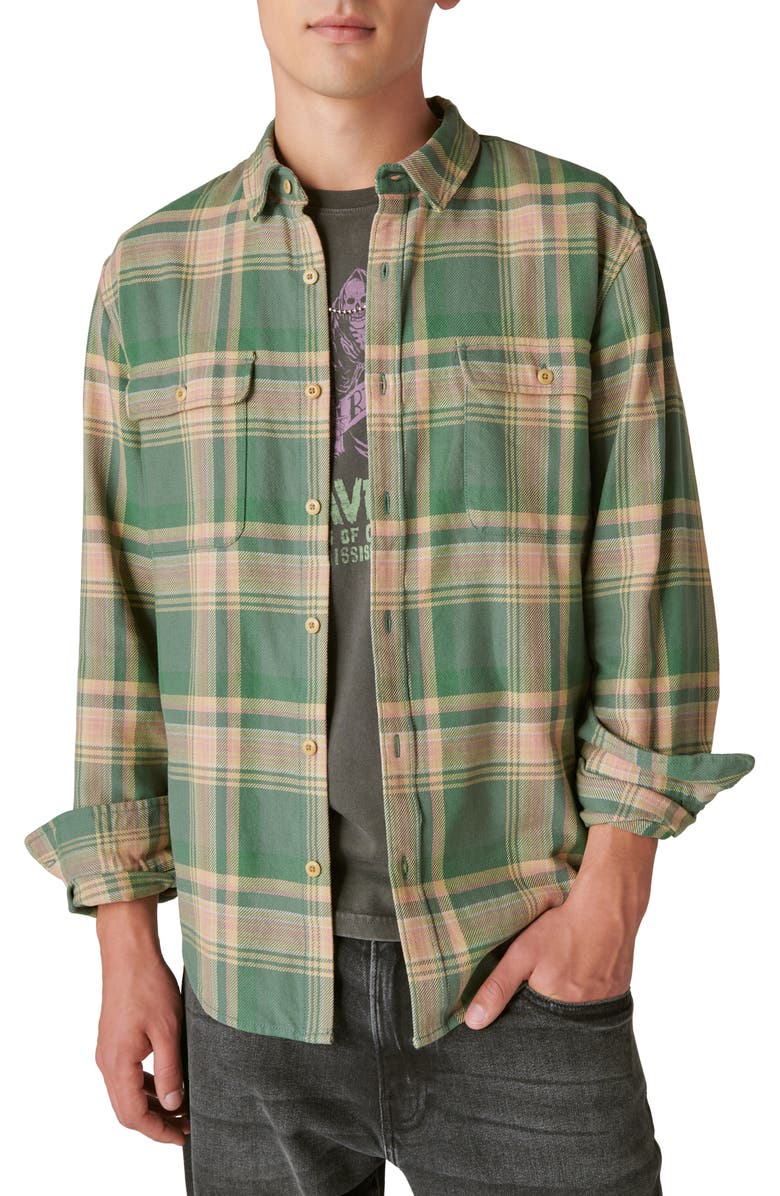Lucky Brand Plaid Twill Utility Shirt, Main, color, 