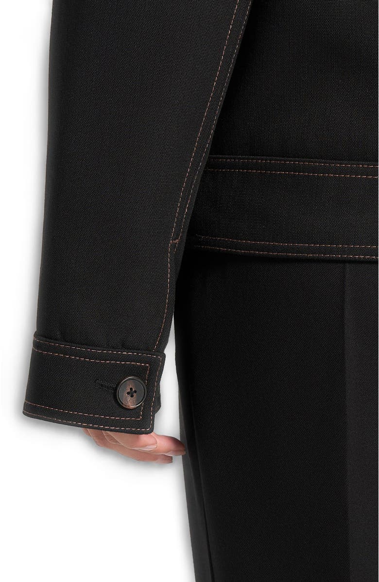 Manière De Voir Mika Unisex Tailored Double Breasted Jacket With Contrast Stitch, Alternate, color, Black