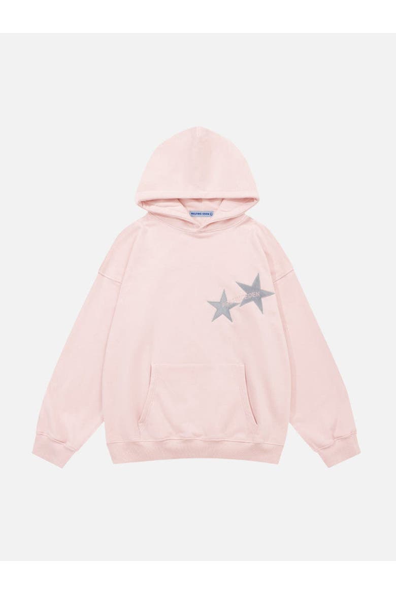 Star Color Contrast Hoodie, Main, color, Light Pink
