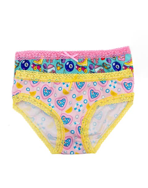 Girls'Lace Trim Underwear, Mix Tape 2 Pack - Little Kid, Big Kid