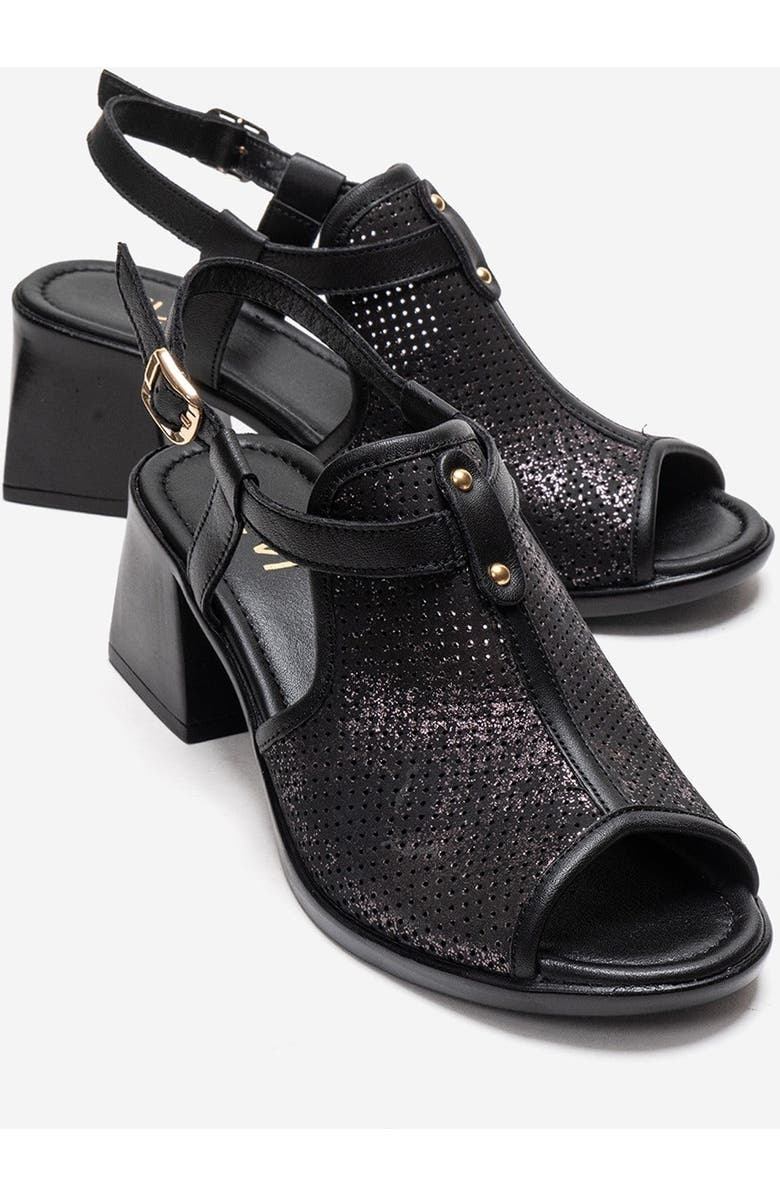 Forever & Always Shoes Janelle Leather Block Heel Sandal, Main, color, Black