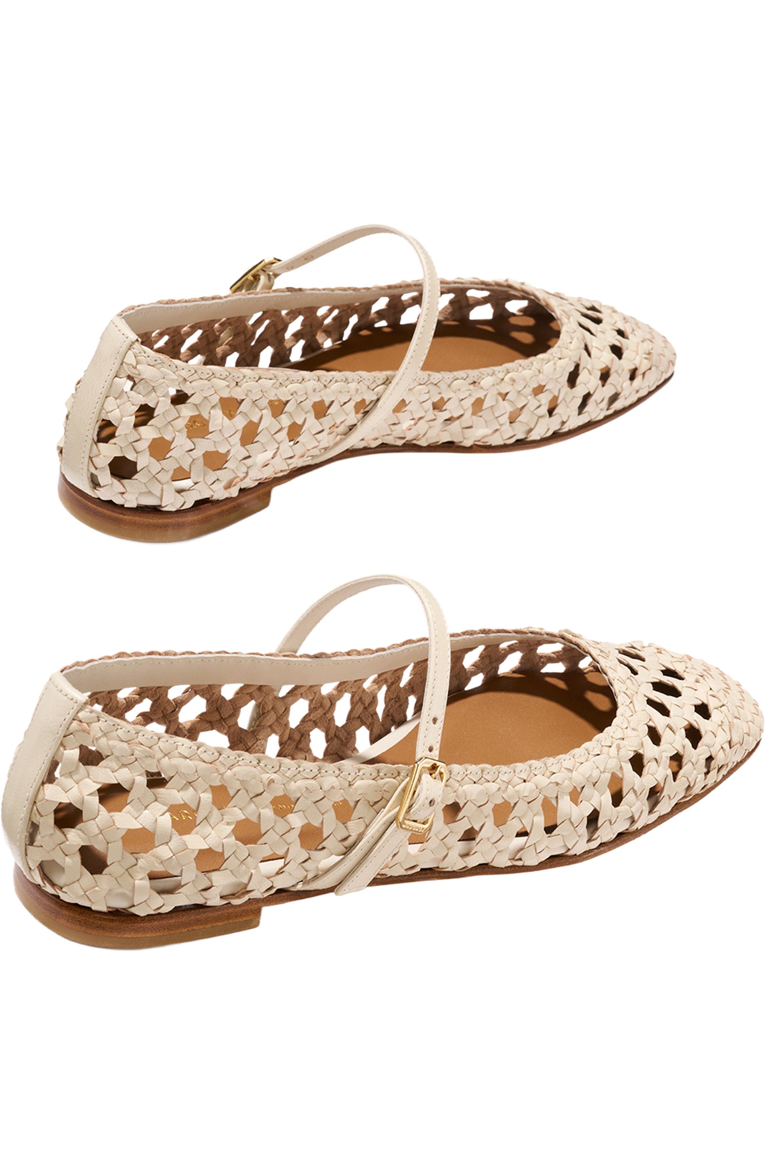 The Woven Fonteyn Jane Flats, Alternate, color, Ecru Leather